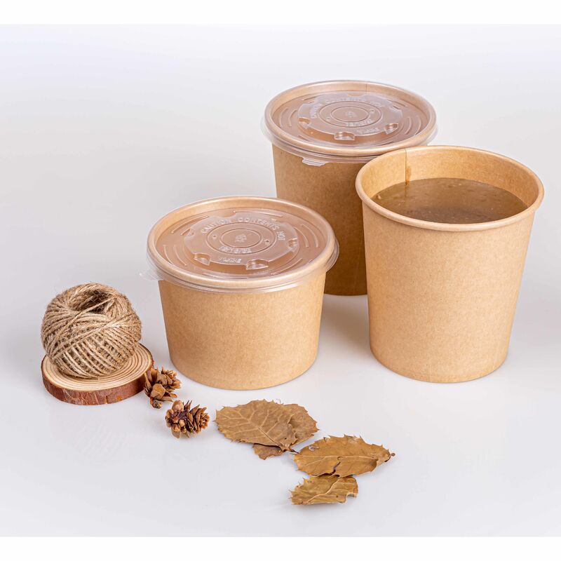 quality Eco Friendly Disposable Kraft Paper Soup Container with PET/PP/Paper Lid for Sustainable Packaging factory