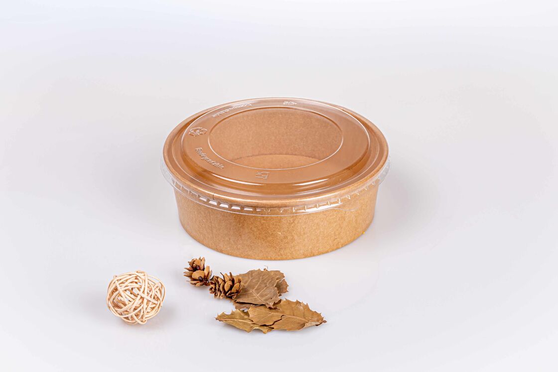 Quality Kraft Paper Salad Bowl with PET/PP Lid in 500ml 750ml 1000ml 1100ml 1300ml Sizes for Fresh Food Packaging factory