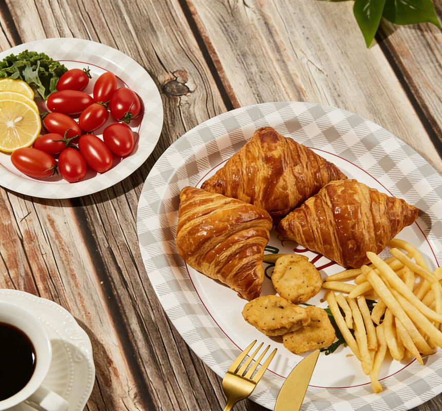 Quality Film Covered Oil Coated Round Paper Plate Disposable Plate for Food Service factory