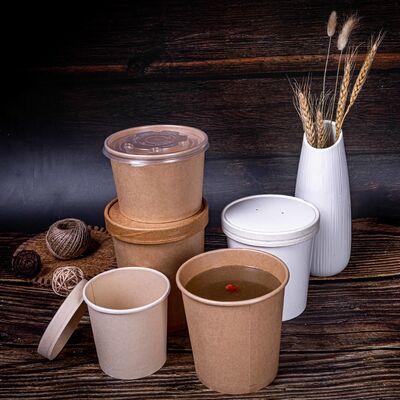 quality Eco Friendly Disposable Kraft Paper Soup Container with PET/PP/Paper Lid for Sustainable Packaging factory