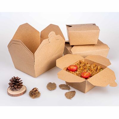 quality Kraft Paper Clip-on Food Container with 129*106*64mm, 210*154*48mm, and 216*159*65mm Sizes for Secure Takeout factory