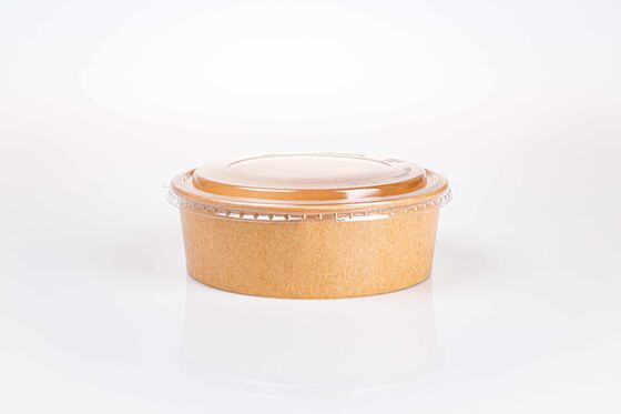 Quality Kraft Paper Salad Bowl with PET/PP Lid in 500ml 750ml 1000ml 1100ml 1300ml Sizes for Fresh Food Packaging factory