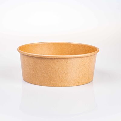 Quality Kraft Paper Salad Bowl with PET/PP Lid in 500ml 750ml 1000ml 1100ml 1300ml Sizes for Fresh Food Packaging factory